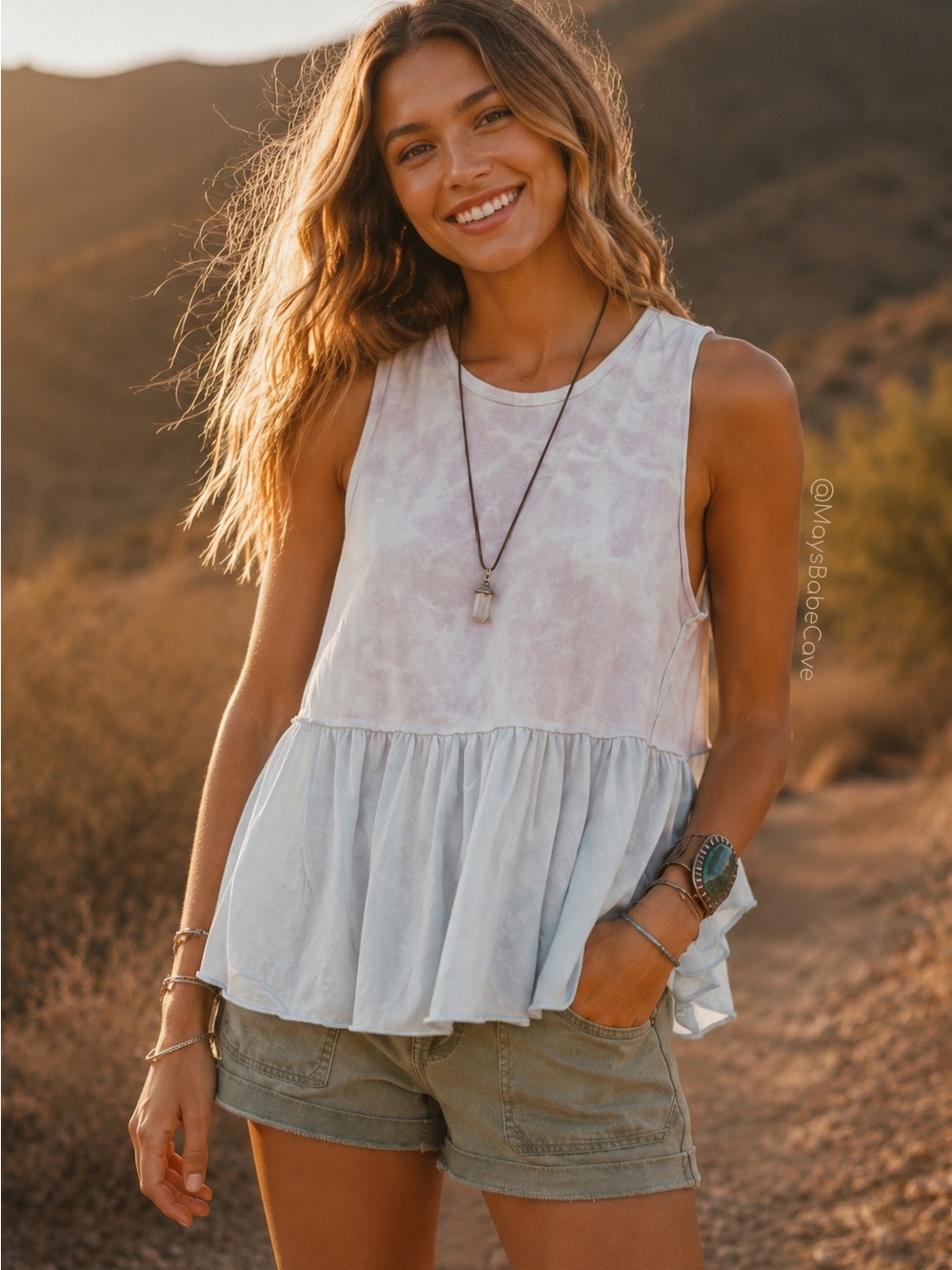 Free People Muted Tie Dye Muscle Swing Tank